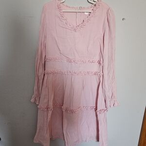 Francesca's Collections Pink Ruffle Tiered Dress